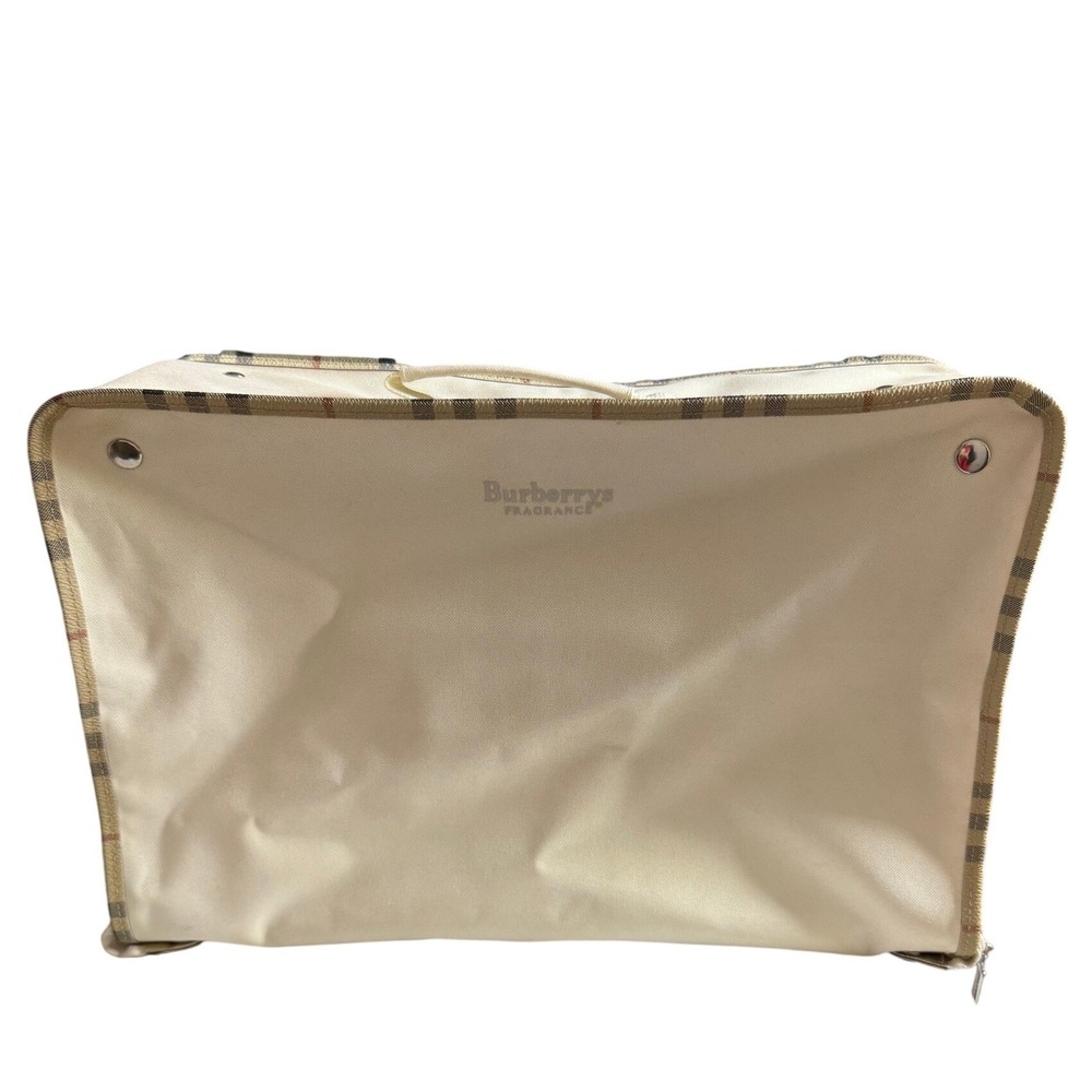 Burberrys Travel Case 17x12x5 Cream Nova Check Vintage 80s 90s Fragrance Bag